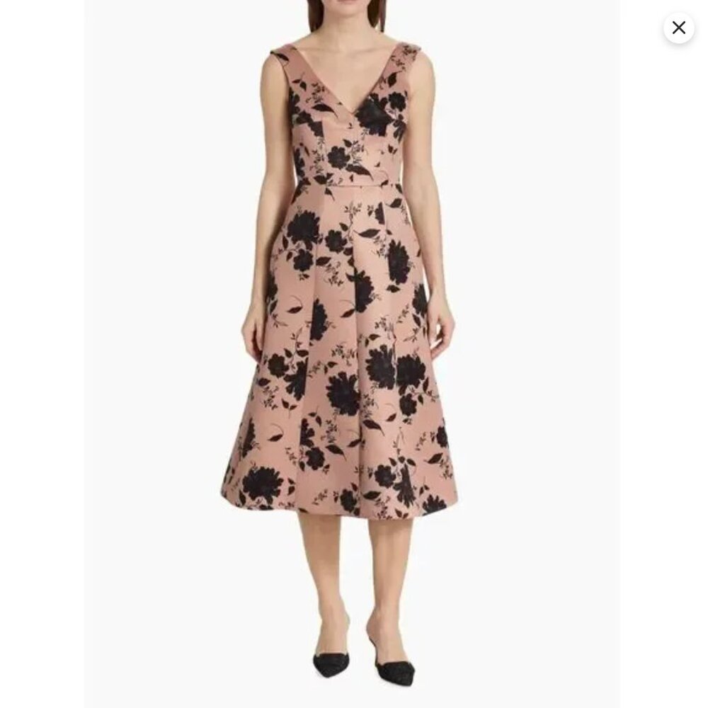 Emilia Wickstead Petrova Floral V-Neck Midi-Dress
